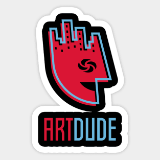 YourArtDude Logo In Red And Lt. Blue Sticker
